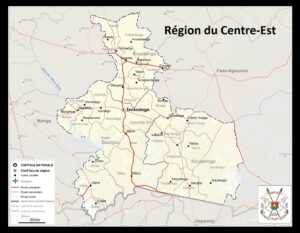 Carte de la région du Centre-Est, Burkina Faso