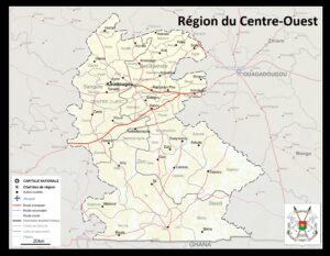 Carte de la région du Centre-Ouest, Burkina Faso