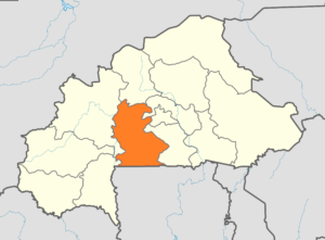 Carte de localisation de la région du Centre-Ouest au Burkina Faso.