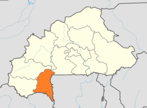 Carte de localisation de la région du Sud-Ouest au Burkina Faso.