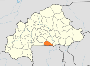 Carte de localisation de la province du Nahouri au Burkina Faso.