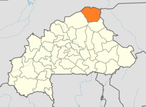 Carte de localisation de la province de l'Oudalan (en orange) au Burkina Faso.