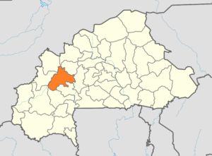 Carte de localisation de la province du Mouhoun au Burkina Faso.