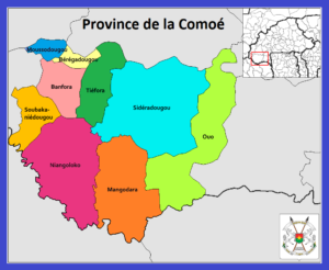 Carte de la province de la Comoé