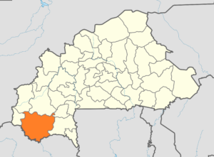 Carte de localisation de la province de la Comoé au Burkina Faso.