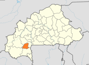 Carte de localisation de la province de la Bougouriba au Burkina Faso.