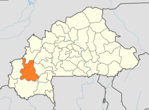 Carte de localisation de la province du Houet au Burkina Faso.