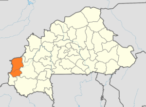 Carte de localisation de la province du Kénédougou au Burkina Faso.
