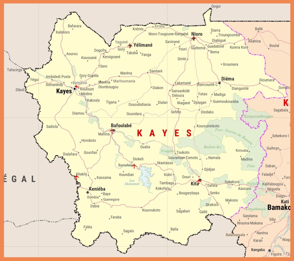 Carte de la région de Kayes.