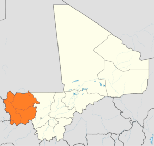 Carte de localisation de la région de Kayes au Mali.