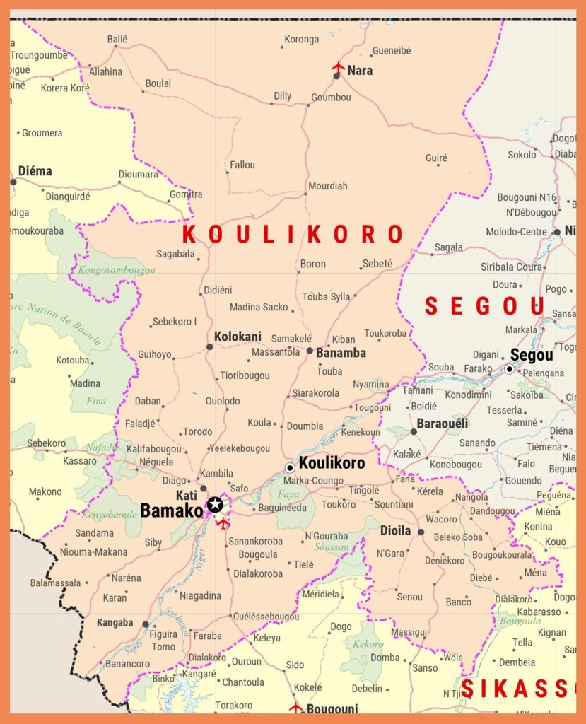 Carte de la région de Koulikoro.