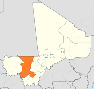 Carte de localisation de la région de Koulikoro au Mali.