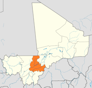Carte de localisation de la région de Ségou au Mali.