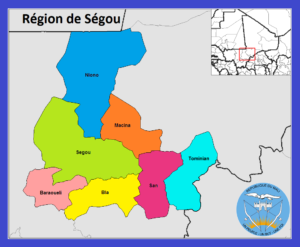 Carte des cercles de la région de Ségou.