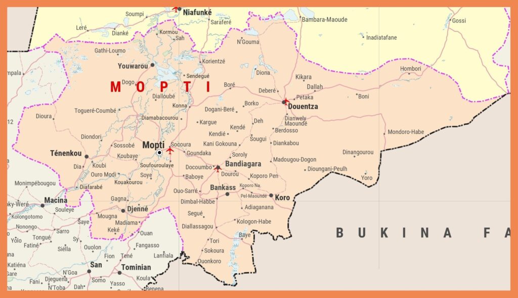 Carte de la région de Mopti.