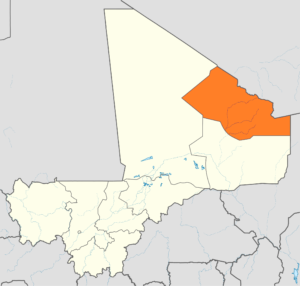 Carte de localisation de la région de Kidal au Mali.