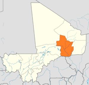 Carte de localisation de la région de Gao au Mali.