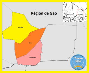 Carte des cercles de la région de Gao.