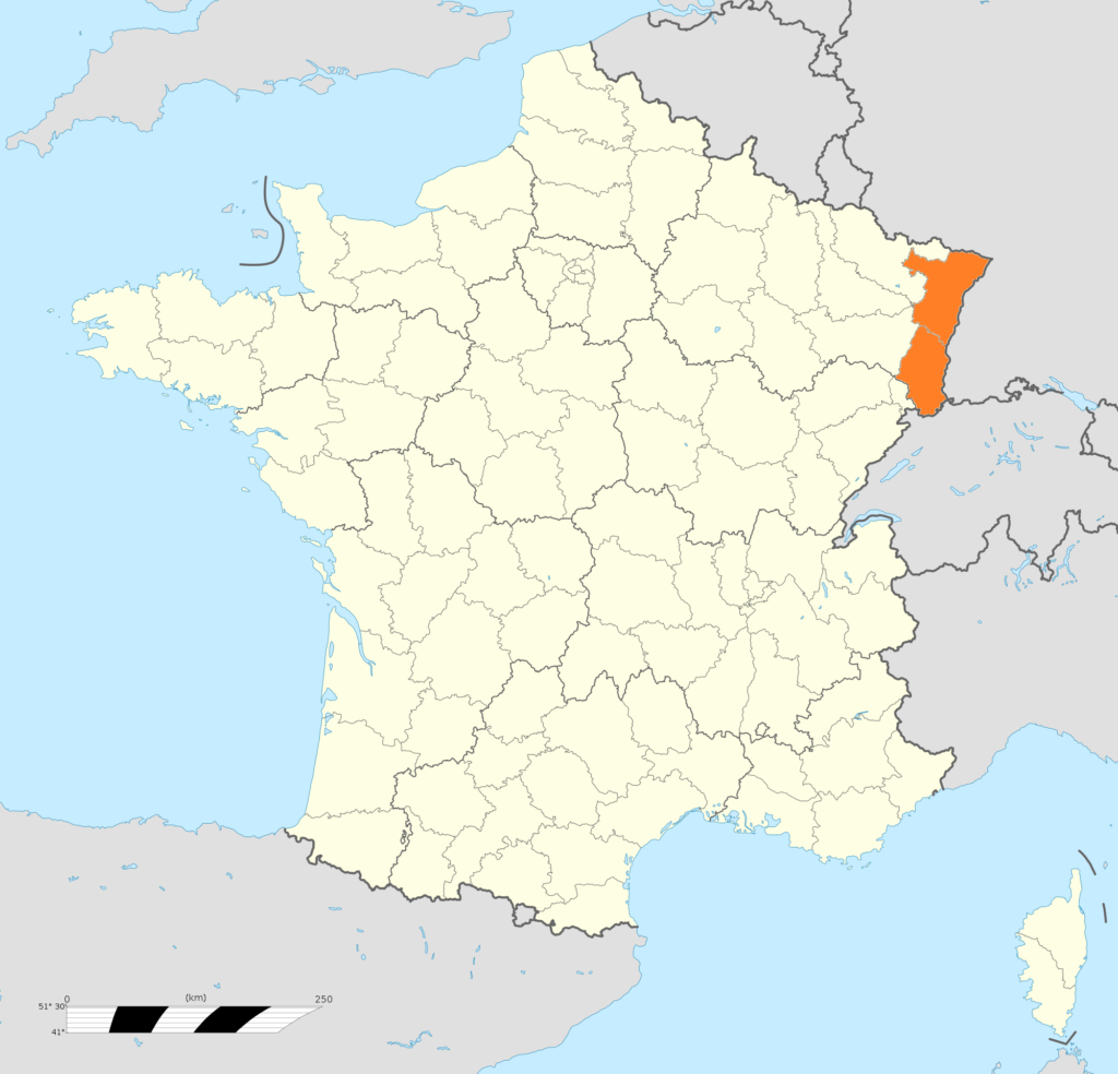 Carte de localisation de l'Alsace.