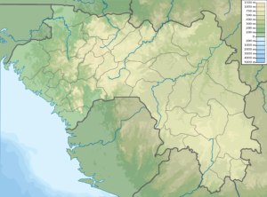 Carte physique vierge de la Guinée.