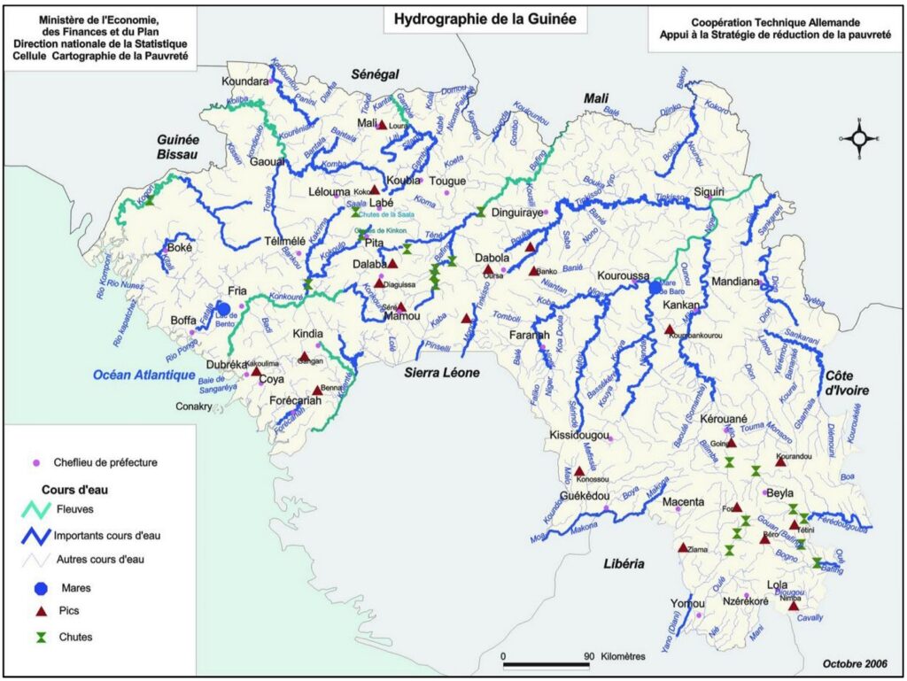 Carte hydrographique de la Guinée.