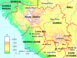 Carte topographique de la Guinée.