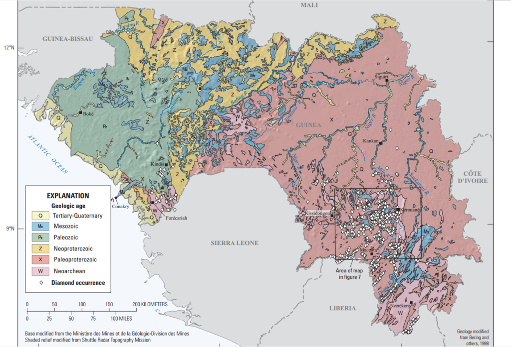 Carte géologique de la Guinée.