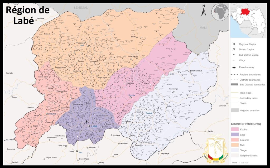 Carte de la région de Labé.