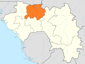 Carte de localisation de la région de Labé en Guinée.