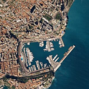 Vue satellite du port Hercule de Monaco.