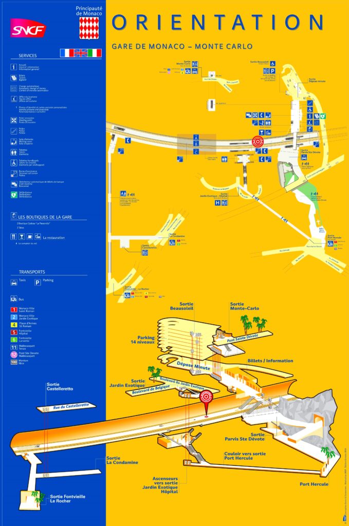 Plan de la gare de Monaco-Monte-Carlo.