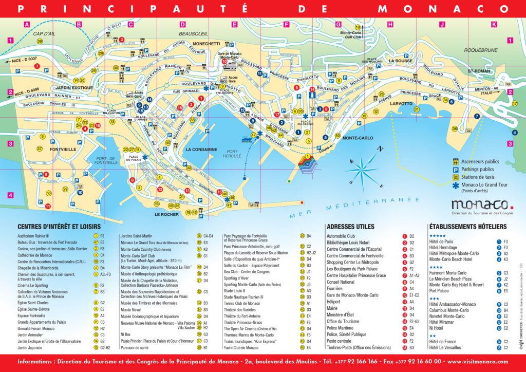 Carte touristique de Monaco.