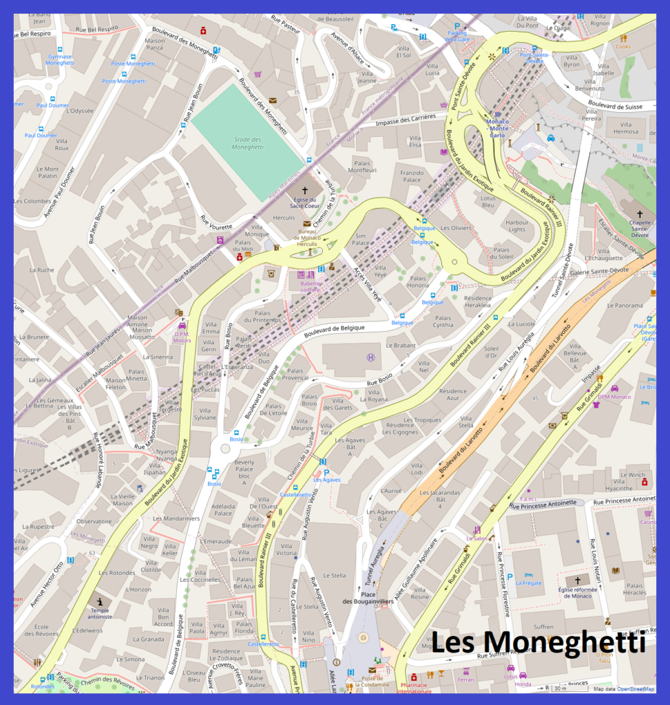 Plan des Moneghetti, Monaco.