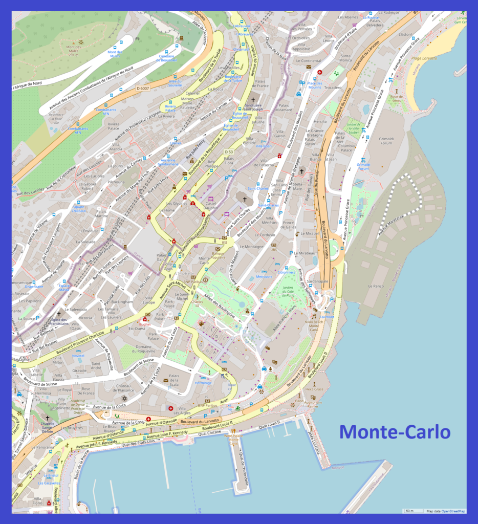 Plan de Monte-Carlo, Monaco.