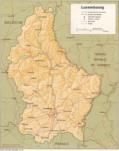 Carte en relief ombré du Luxembourg.