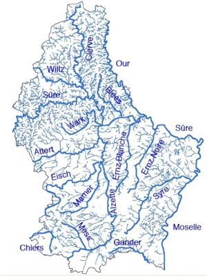 Carte hydrographique du Luxembourg