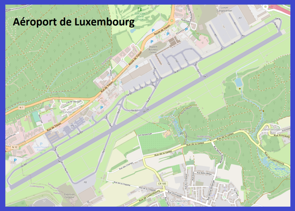 Plan de l'aéroport de Luxembourg.