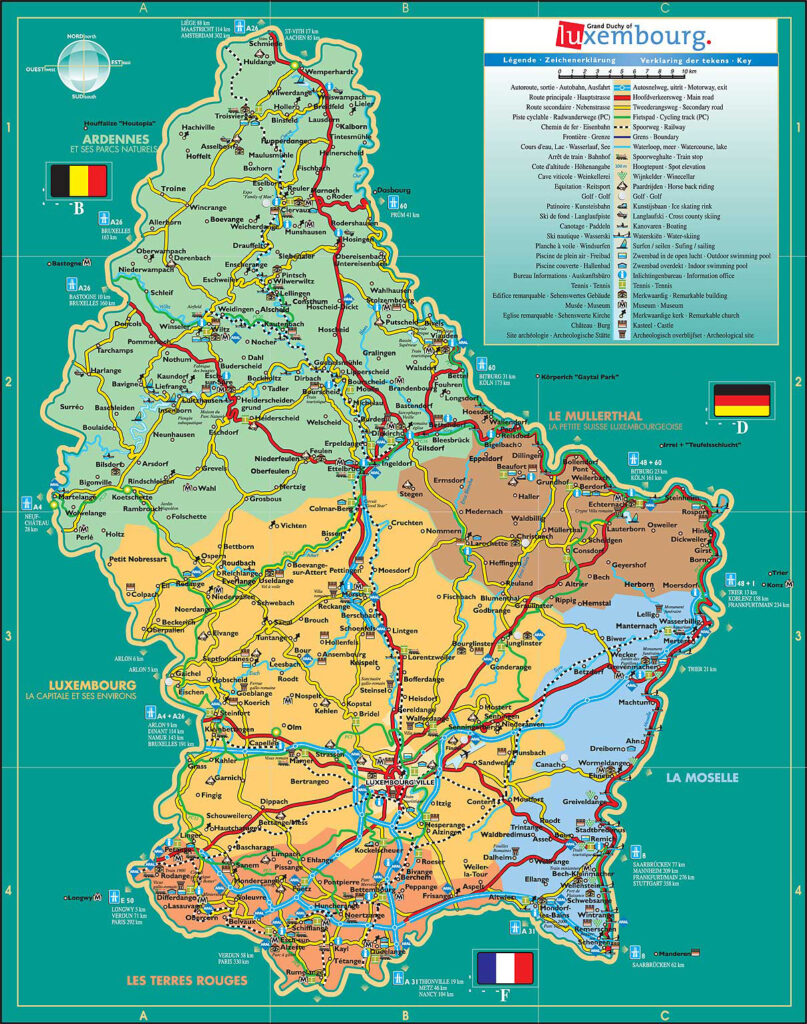 Carte touristique du Luxembourg.