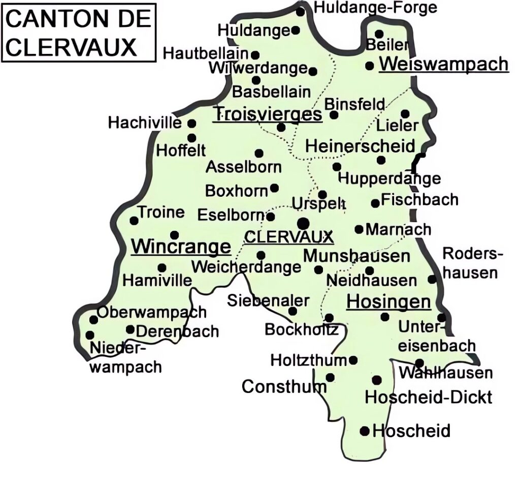 Carte du canton de Clervaux.