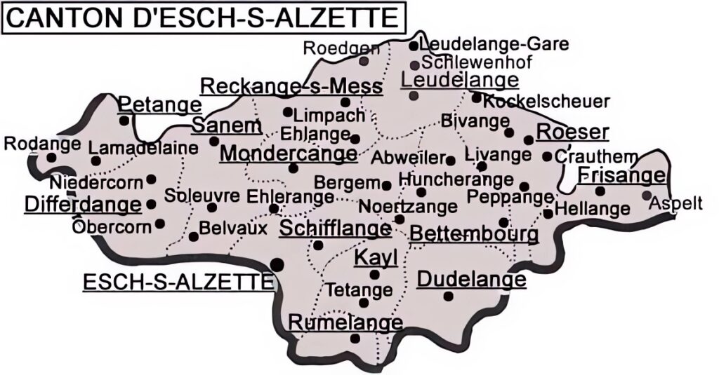 Carte du canton d'Esch-sur-Alzette.