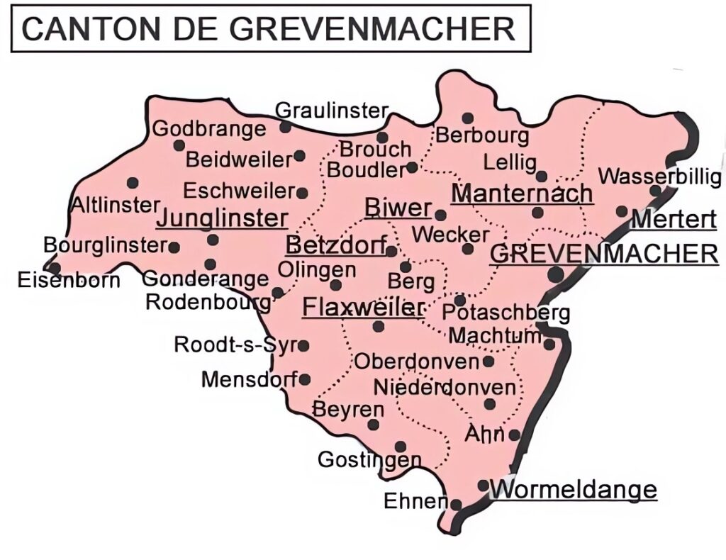 Carte du canton de Grevenmacher.