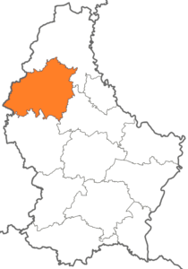 Carte de localisation du canton de Wiltz au Luxembourg.