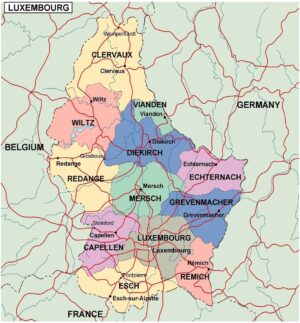 Carte politique du Grand-Duché de Luxembourg