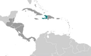 Carte de localisation d'Haïti dans les Caraïbes.