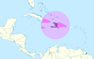 Carte de localisation d'Haïti dans les Caraïbes.