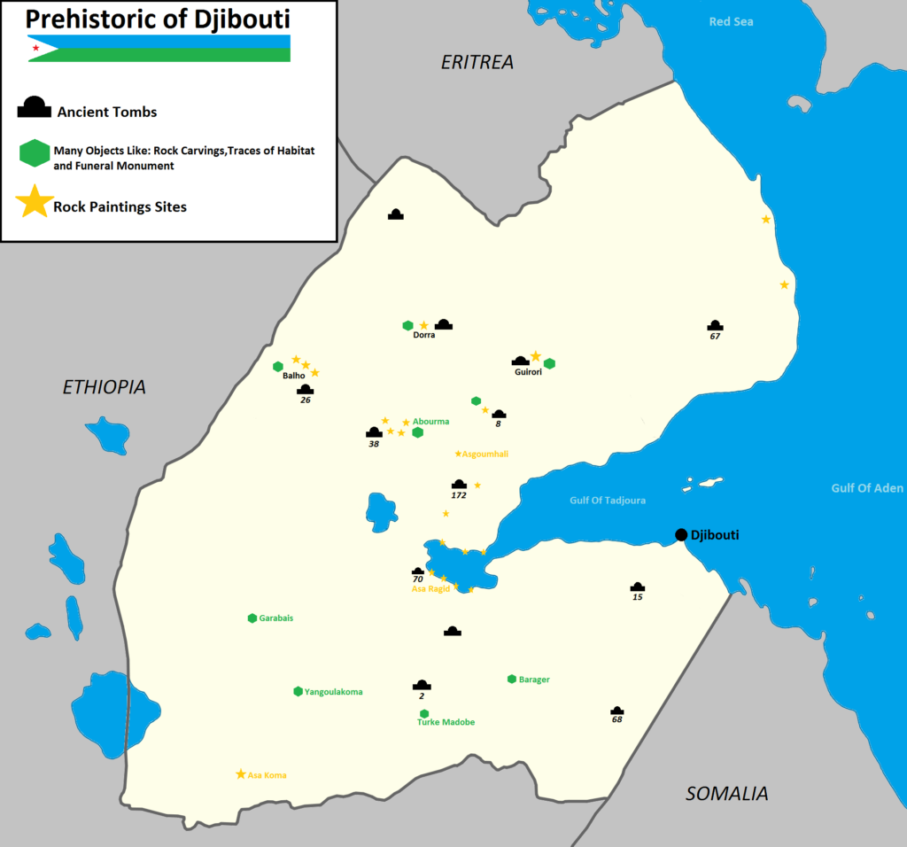 Carte de la préhistoire à Djibouti.