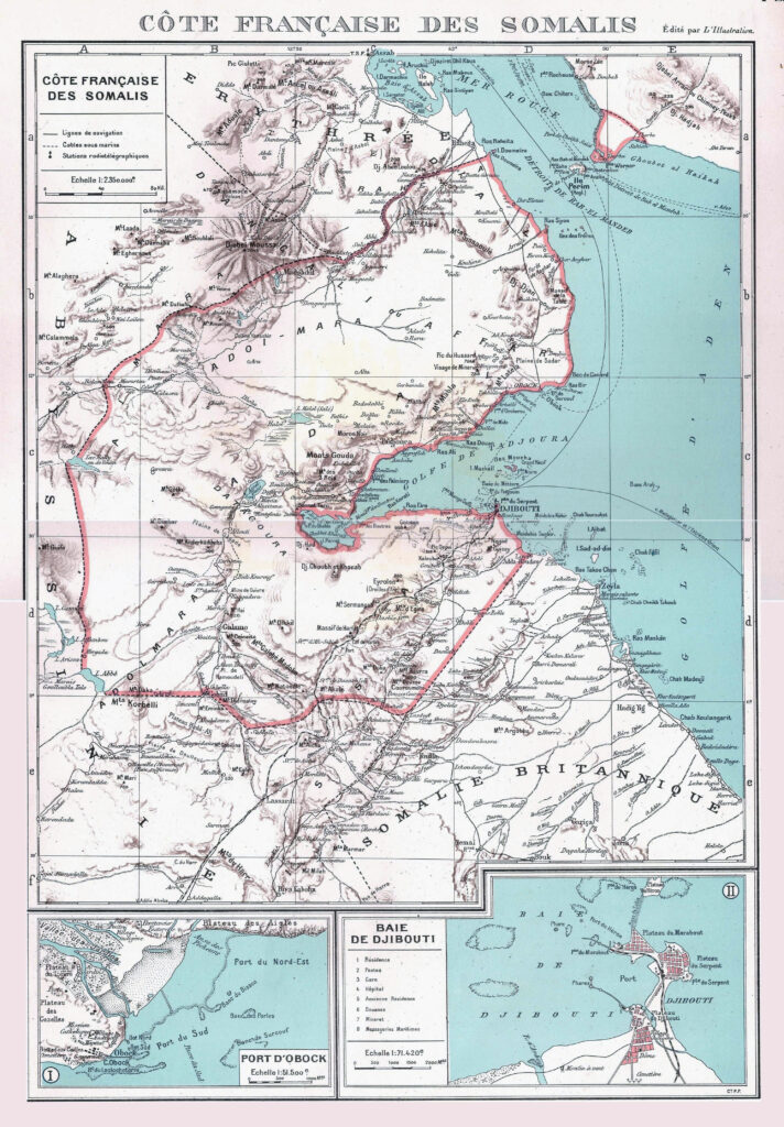 Carte de la Côte française des Somalis.