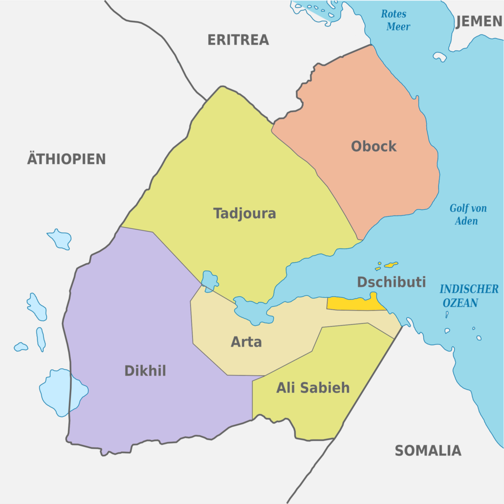 Carte des régions de Djibouti.