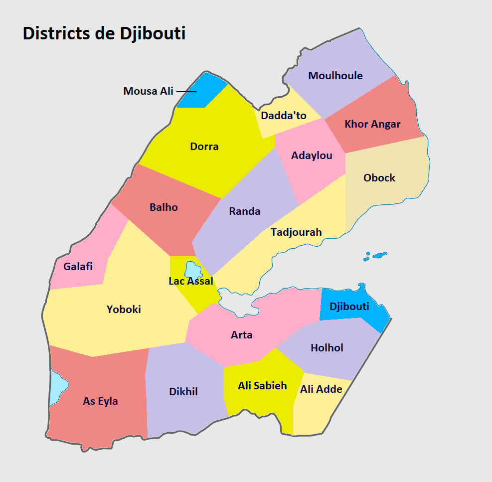 Carte des districts de Djibouti.