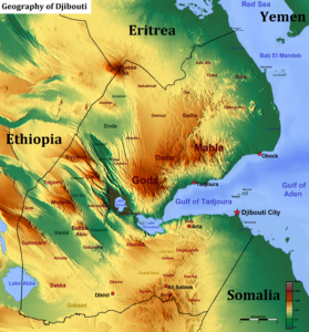 Carte topographique de Djibouti.